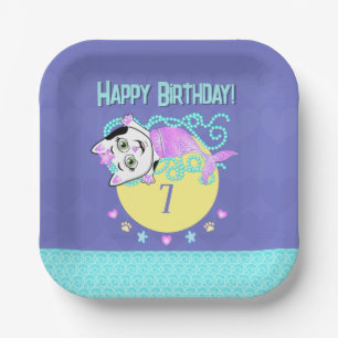 Purrrmaid Invitation Paper Plates