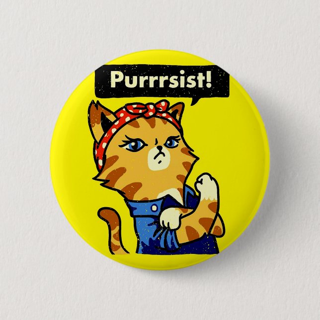 Purrrsist, Cat Purrsist, cat pursist Button (Front)