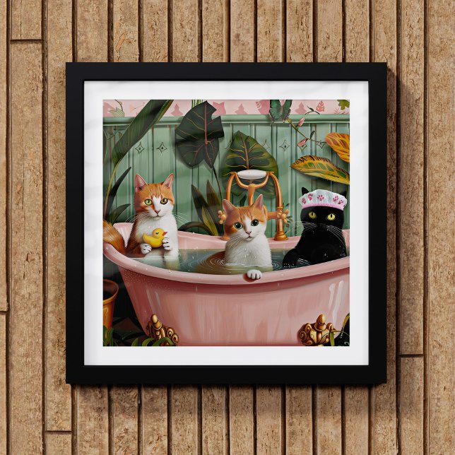 Purrs and Bubbles: A Cat-tastic Bath Scene Poster (The cat is out of the bag (or the tub) in this one :-))