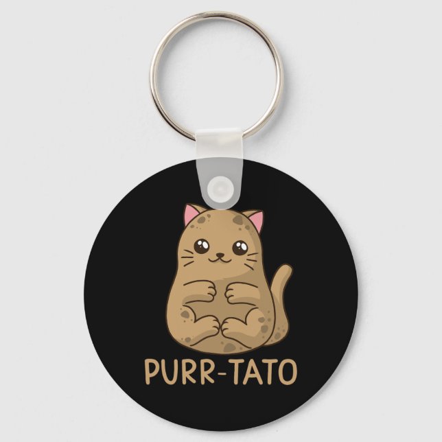 Purrtato Cat Potato Cat Lover Idaho Potatoes  Keychain (Front)