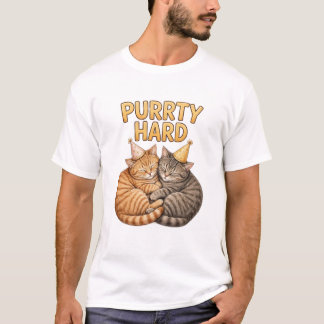 Purrty Hard — Funny Party Cats with Birthday Hats T-Shirt