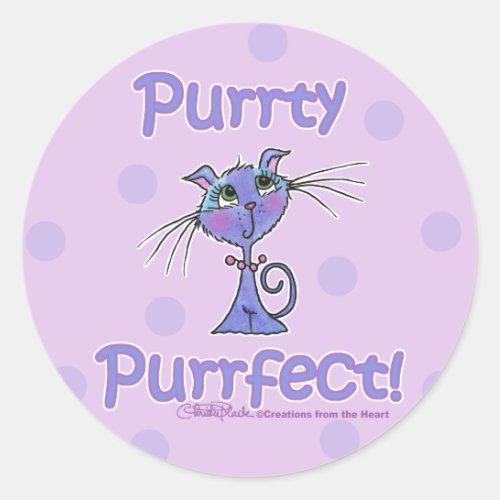 Purrty Purrfect Kitty Classic Round Sticker