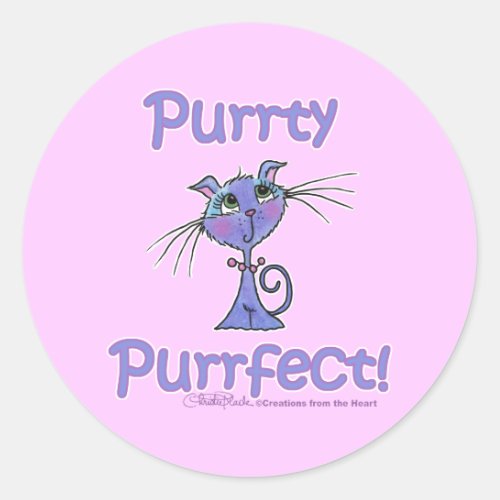 Purrty Purrfect Kitty Classic Round Sticker