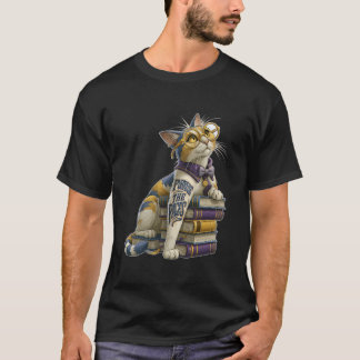 Purruse The Pages Cute Bookworm Cat with Glasses T-Shirt