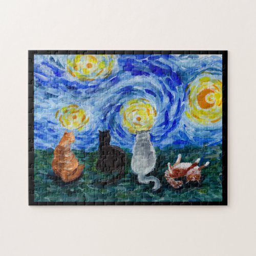 Purry Night Artists Mews Collection Watercolor  Jigsaw Puzzle