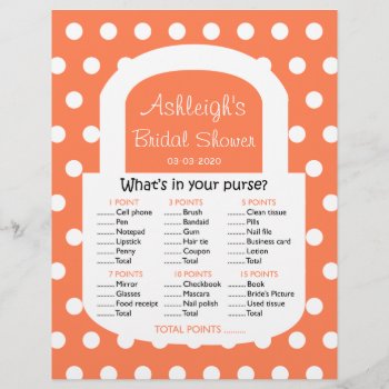 Purse Bridal Shower Game - Coral by henishouseofpaper at Zazzle
