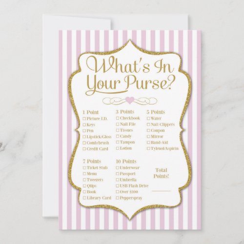 Purse Game Pink Gold Baby Shower Bridal Shower