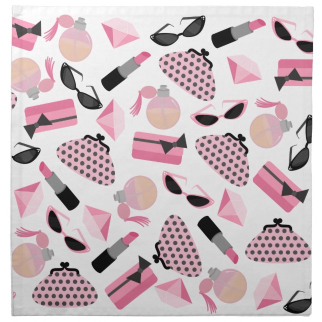 Purses Perfume Rubies & Lipstick Dinner Napkins (Front)