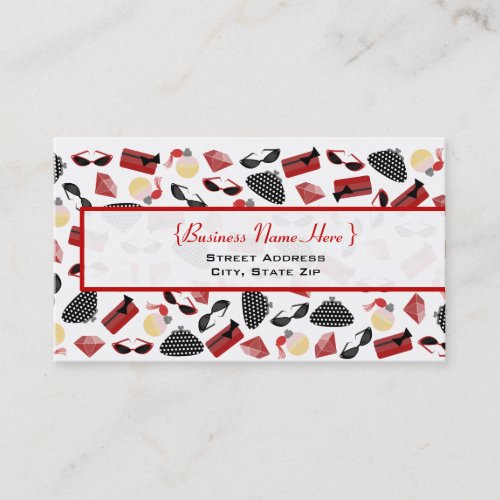 Purses Perfume Sunglasses &amp; Rubies Business Card