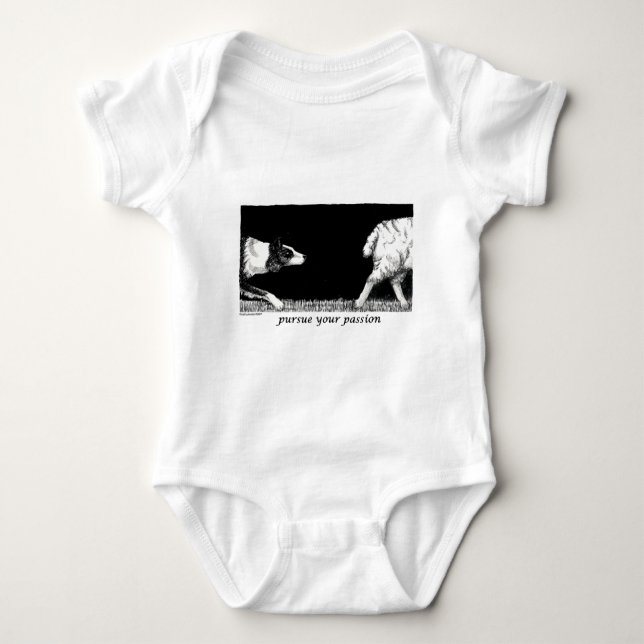 Pursue your passion Border Collie Baby Bodysuit (Front)