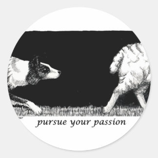 Pursue your passion Border Collie Classic Round Sticker