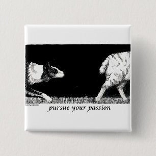 Pursue your passion Border Collie Pinback Button