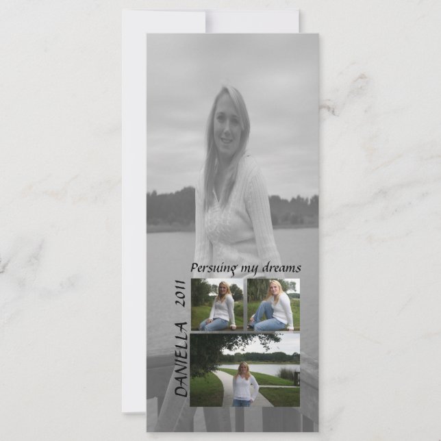 Pursuing my dreams graduation photo card (Front)