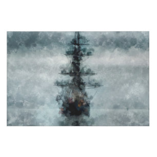 Pursuit of a pirate ship Abstract Painting Faux Canvas Print