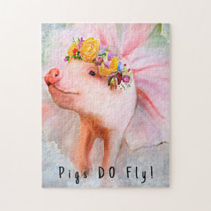 Purty Pretty Piggy in a Dress, When Pigs Fly Jigsaw Puzzle