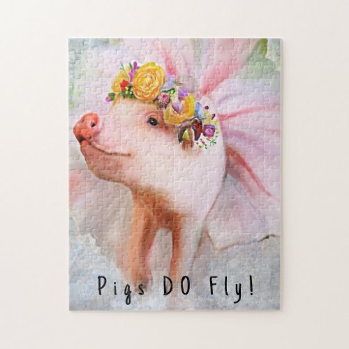 Purty Pretty Piggy in a Dress When Pigs Fly Jigsaw Puzzle