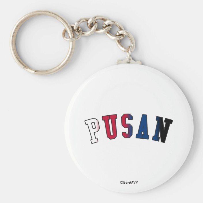 Pusan in South Korea National Flag Colors Keychain
