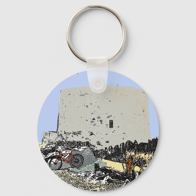 Push Bike and Martello Tower Hythe Kent   Keychain (Front)