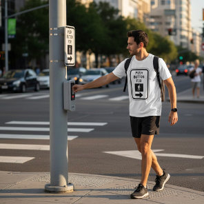 Push Button For Walk Pedestrian Crossing Sign  T-Shirt