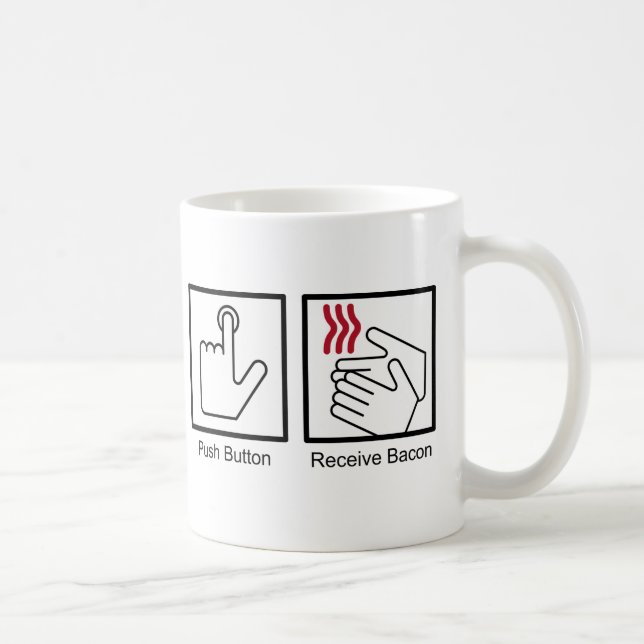 Push Button, Receive Bacon - Bacon Dispenser Coffee Mug (Right)