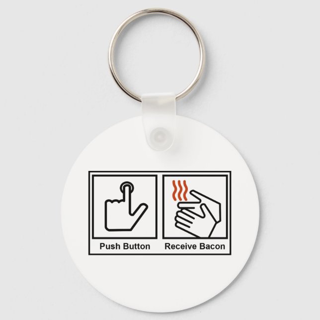 Push Button, Receive Bacon Keychain (Front)