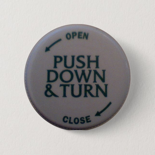 Push Down & Turn novelty Button (Front)