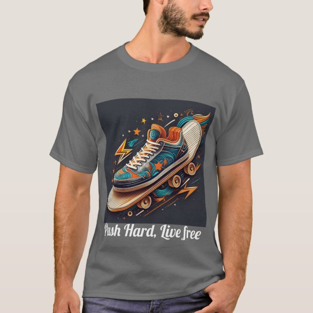 "Push Hard, Live Free - Men's Active Lifestyle Tee (Front)