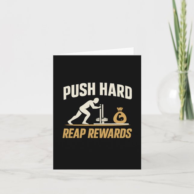 Push Hard Reap Rewards Gym Workout Bodybuilding Ar Card (Front)
