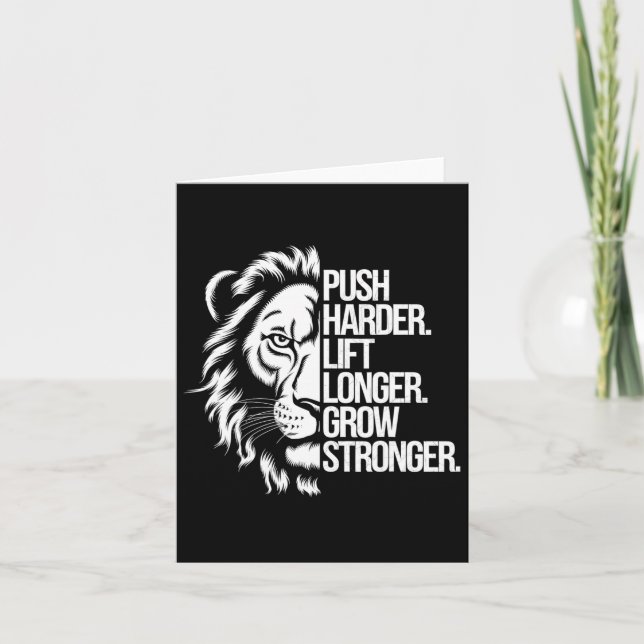 Push Harder. Lift Longer. Grow Stronger. Bodybuild Card (Front)