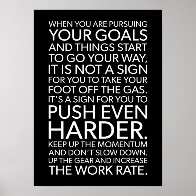 Push Harder - Success Motivational Poster (Front)