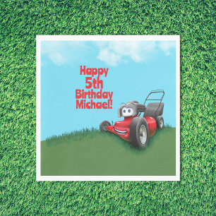 Push Lawn Mower Birthday Paper Plates Bowl Napkins
