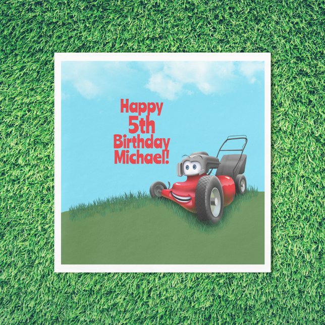 Push Lawn Mower Birthday Paper Plates Bowl Napkins (Creator Uploaded)
