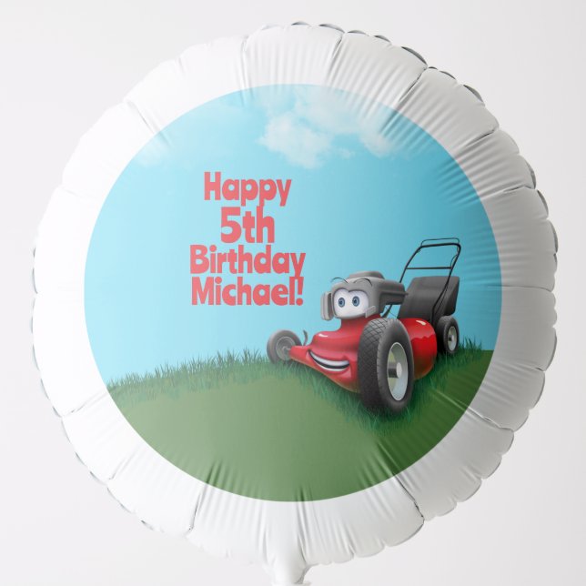 Push Lawn Mower Birthday Party Balloon (Front)