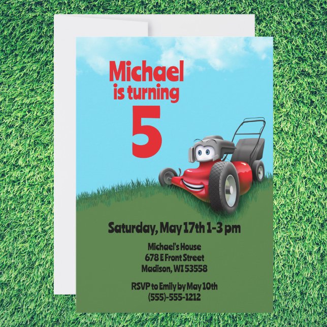 Push Lawn Mower Birthday Party Invitation (Creator Uploaded)