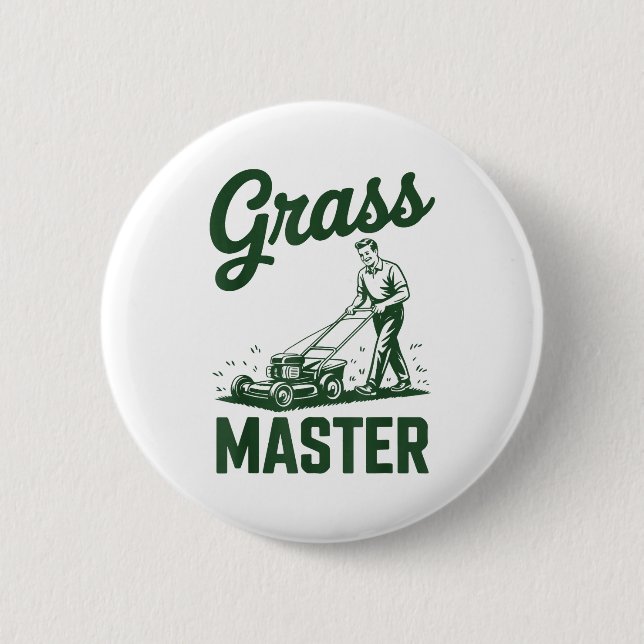 Push Lawn Mower Legend Gr Master Dad Funny Mowing  Button (Front)