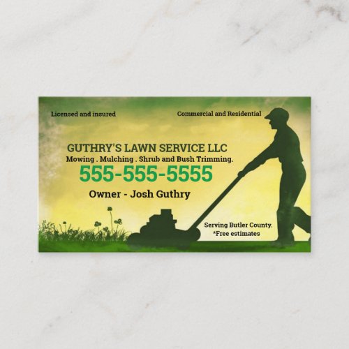 Push Mower Lawn Service Business Card