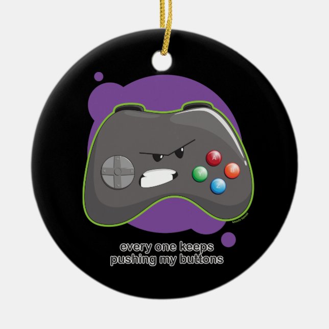 Push My Buttons Ceramic Ornament (Front)