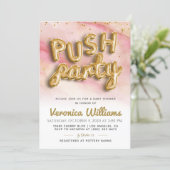 Push Party Trendy Modern Baby Shower Invitation (Standing Front)
