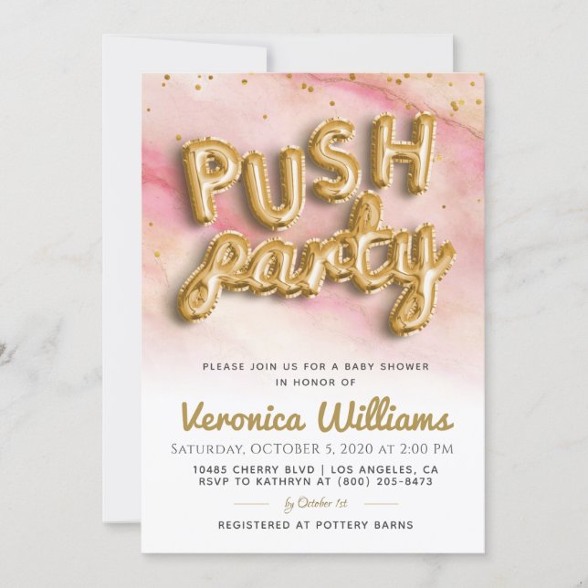 Push Party Trendy Modern Baby Shower Invitation (Front)