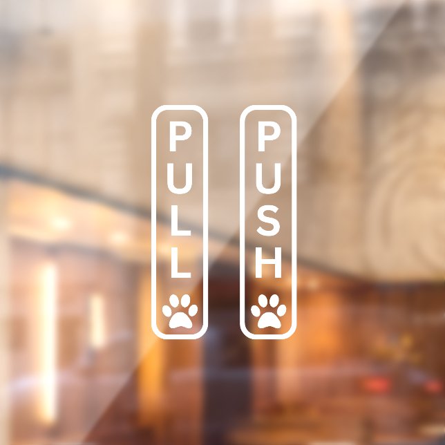 PUSH PULL Paw Print Window Decal (Sheet 2)
