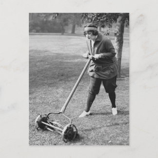 Push Reel Mower, 1910s Postcard