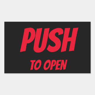 PUSH TO OPEN DOOR RECTANGULAR STICKER
