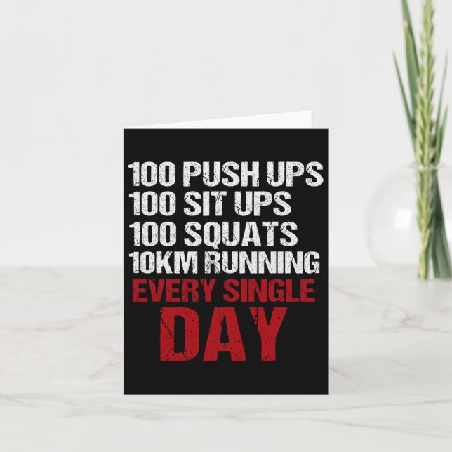 Push Ups Sit Ups Squats Running Bodybuilding Power Card (Front)