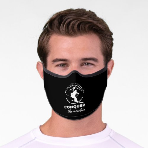 Push your boundaries conquer the mountain Logo Premium Face Mask
