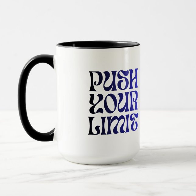 Push Your Limit – Vintage Blue Motivational Mug (Left)