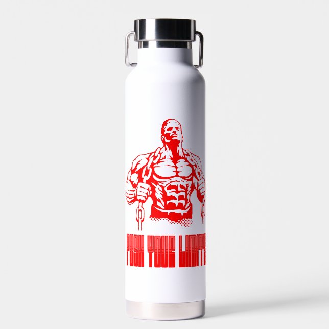 Push Your Limits - Bodybuilding and Determination  Water Bottle (Front)