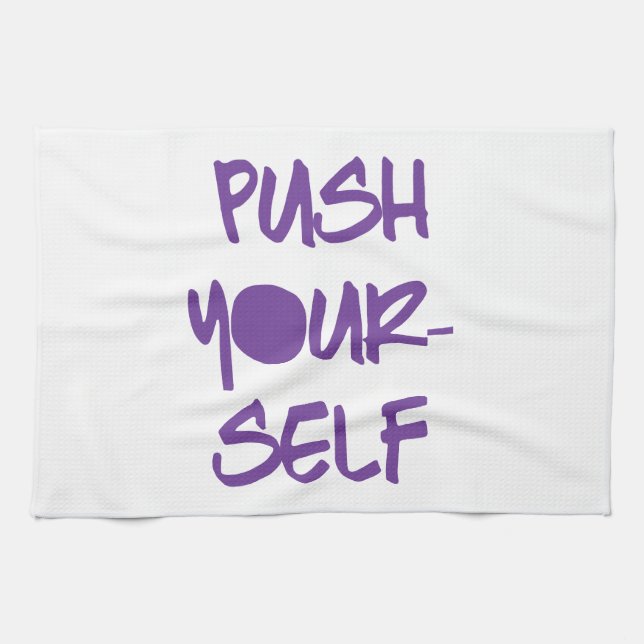 Push Yourself Motivational Workout Gym Kitchen Towel (Horizontal)