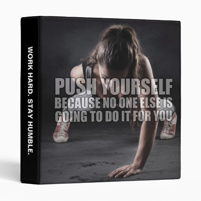 Push Yourself - Workout Motivational 3 Ring Binder (Front/Spine)