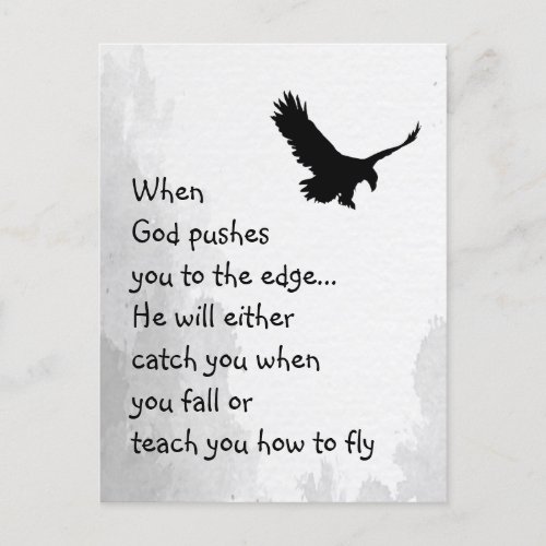 Pushed to the Edge God Catches or Teaches to Fly Postcard