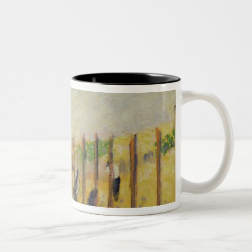 Pushing in the Poles c1882 oil on canvas Two_Tone Coffee Mug